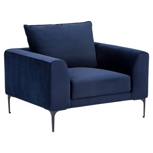 Sunpan Virgo 16&quot Modern Fabric and Steel Armchair in Metropolis Blue