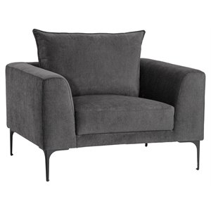 Sunpan Virgo 16&quot Modern Fabric and Steel Armchair in Polo Club Kohl Gray