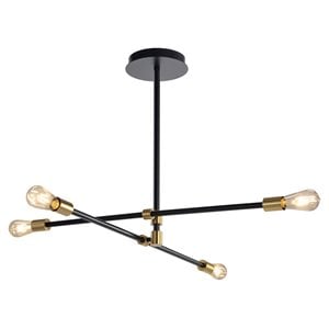 Sunpan Val 36.75&quot 4-light Modern Metal Chandelier with Adjustable Arms in Black