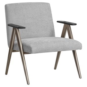 Sunpan Baldwin 17&quot Modern Fabric Lounge Chair in Gray/Champagne Gold