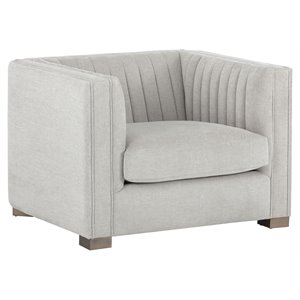 Sunpan Caitlin 18&quot Modern Fabric Armchair in Hemingway Silver/Antique Brass