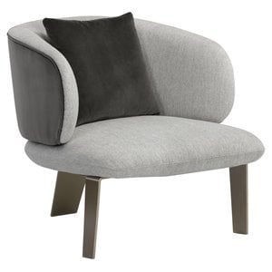 Sunpan Garry 16.75&quot Modern Fabric Lounge Chair in Gray/Champagne Gold