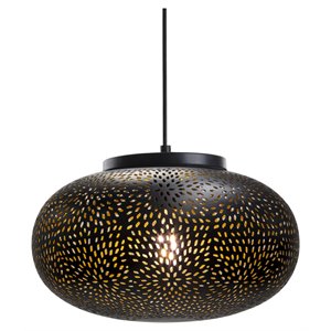 Sunpan Lenette 12.5&quot 1-light Modern Metal Ellipse Shaped Pendant Light in Black