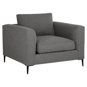Sunpan Byward 20&quot Modern Fabric and Iron Armchair in Gray/Black