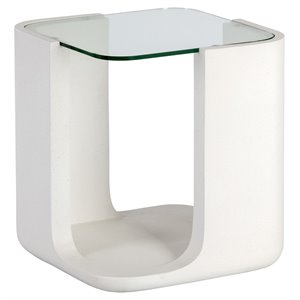 Sunpan Odis 20&quot Modern Glass and Concrete End Table in White