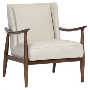 Sunpan Azella 18.25&quot Mid-Century Leather Lounge Chair in Manchester Stone