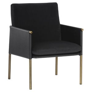 Sunpan Bellevue 18&quot Modern Faux Leather Lounge Chair in Black