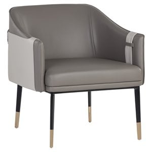 Sunpan Carter 17.5&quot Modern Faux Leather Lounge Chair in Taupe/Napa Stone