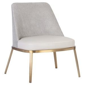Sunpan Dover 16.5&quot Contemporary Faux Leather Lounge Chair in Stone