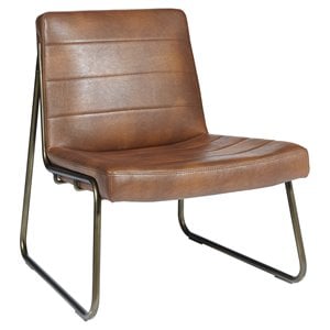 Sunpan Anton 17&quot Modern Faux Leather and Steel Lounge Chair in Brown