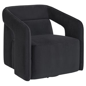 Sunpan Kendrick 17&quot Modern Fabric Swivel Lounge Chair in Abbington Black