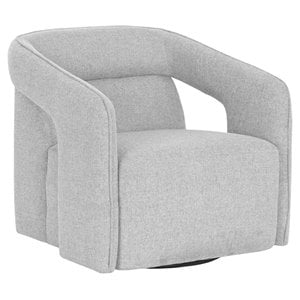Sunpan Kendrick 17&quot Modern Fabric Swivel Lounge Chair in Belfast Heather Gray