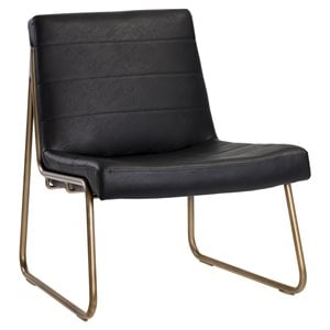 Sunpan Anton 17&quot Modern Faux Leather Lounge Chair in Vintage Black