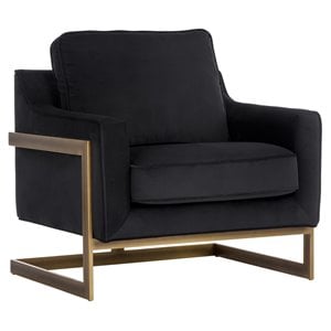 Sunpan Kalmin 19&quot Transitional Fabric Lounge Chair in Abbington Black