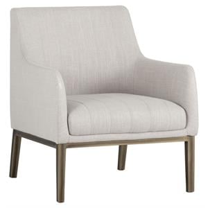 Sunpan Wolfe 17&quot Mid-Century Fabric Lounge Chair in Beige Linen/Rustic Bronze