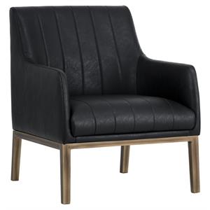 Sunpan Wolfe 17&quot Mid-Century Faux Leather Lounge Chair in Vintage Black