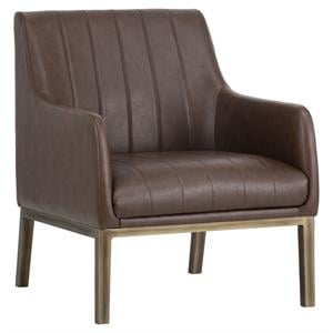 Sunpan Wolfe 17&quot Mid-Century Faux Leather Lounge Chair in Brown