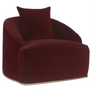 Sunpan Astrid 19&quot Modern Fabric Accent Arm Chair in Merlot Red/Antique Brass