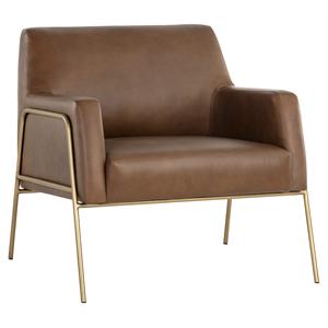 Sunpan Cybil 17.5&quot Modern Leather Lounge Chair in Vintage Caramel