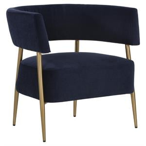 Sunpan Maestro 16.75&quot Modern Fabric and Plywood Lounge Chair in Danny Navy