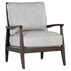 Sunpan Fedele 18.25&quot Mid-Century Leather Lounge Chair in Saloon Light Gray