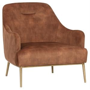 Sunpan Cameron 15.75&quot Modern Fabric and Stainless Steel Lounge Chair in Orange