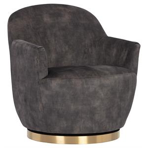Sunpan Casey 19.75&quot Modern Fabric Swivel Lounge Chair in Brown