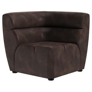 Sunpan Cornell 16.5&quot Modern Faux Leather Modular Corner Chair in Dark Brown