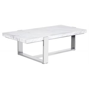 Sunpan Tribecca 50&quot Modern Marble Coffee Table with T-shaped Base in White