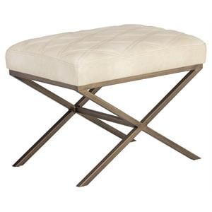Sunpan Wisconsin 23.5&quot Mid-Century Faux Leather Bench in Bravo Cream