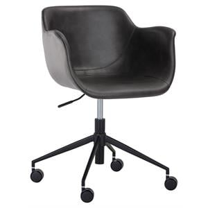 Sunpan Owen 16.25-20.75&quot Modern Faux Leather Office Chair in Gray