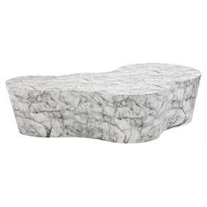 Sunpan Ava 59.5&quot Contemporary Concrete Coffee Table in White/Black