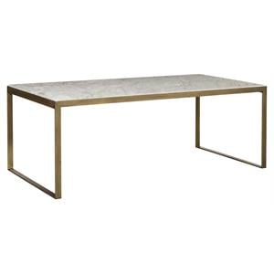 Sunpan Evert 39.5&quot Modern Marble Low Coffee Table in White/Antique Brass