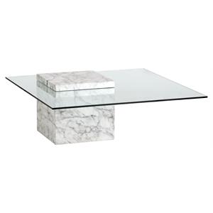 Sunpan Gail 39.5&quot Modern Tempered Glass Coffee Table in White