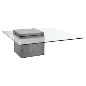 Sunpan Grange 39.5&quot Square Modern Glass Coffee Table in Gray