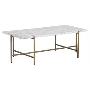 Sunpan Solana 47&quot Rectangular Modern Metal Coffee Table in Antique Brass