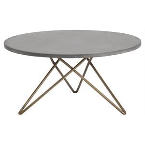 Sunpan Wesley 35.5&quot Contemporary Metal Coffee Table in Gray Hues/Antique Brass