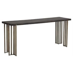 Sunpan Alto 71&quot Modern Wood Console Table with Brass Iron Legs in Brown