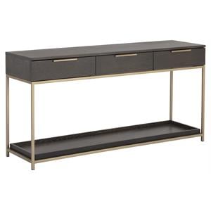 Sunpan Rebel 63&quot Contemporary Wood Console Table in Gold/Charcoal Gray
