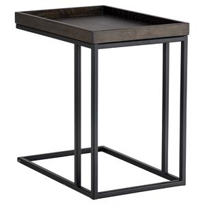 Sunpan Arden 23.5&quot Modern Wood C-shaped End Table in Black/Charcoal Gray