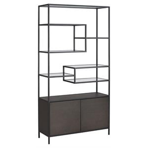 Sunpan Stamos 43.25&quot Contemporary Wood Bookcase in Black/Charcoal Gray