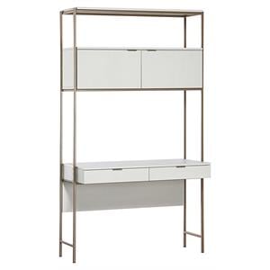 Sunpan Ambrose 47.25&quot Modern Wood Modular Wall Desk in Champagne Gold/Cream