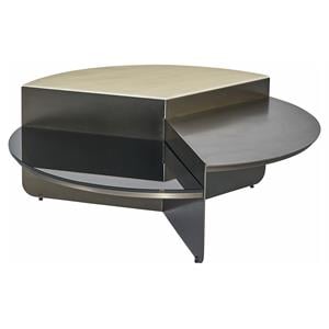Sunpan Alessia 41.75&quot Round Modern Marble Coffee Table in Brass