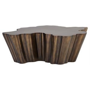 Sunpan Lynx 33.75&quot Modern Metal Coffee Table in Brushed Antique Copper