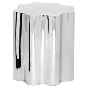 Sunpan Dahlia 18&quot Contemporary Stainless Steel Side Table in Silver