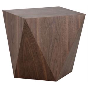 Sunpan Timmons 21.5&quot Modern Wood End Table with Round Top in Brown