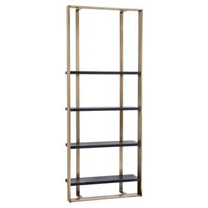 Sunpan Dalton 35.5&quot Modern Wood Bookcase in Antique Brass/Black