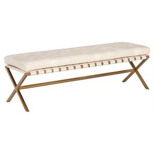 Sunpan Kenji 59&quot Transitional Faux Leather Bench in Bravo Cream