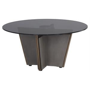 Sunpan Paros 35.5&quot Round Modern Glass and Concrete Coffee Table in Gray
