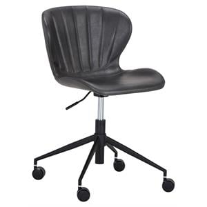 Sunpan Arabella 17-22&quot Modern Faux Leather Office Chair in Gray